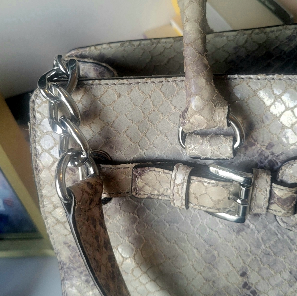 Michael Kors Grey & Silver Python Large Satchel - image 5
